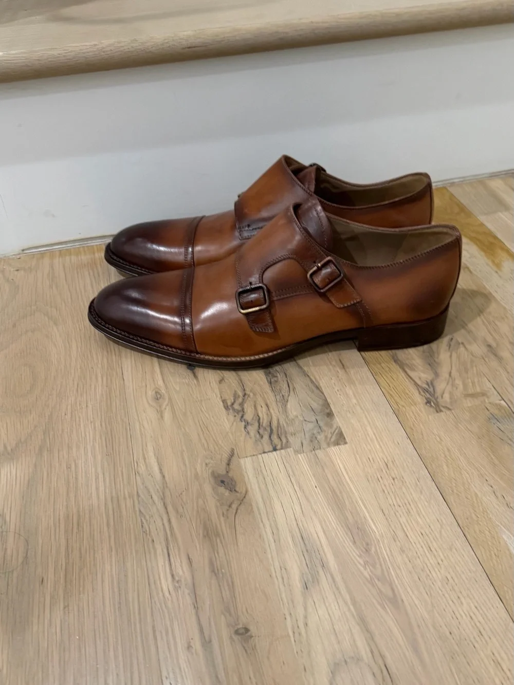 Vero Cuoio Tan Brown Double Monk Strap Leather Shoes